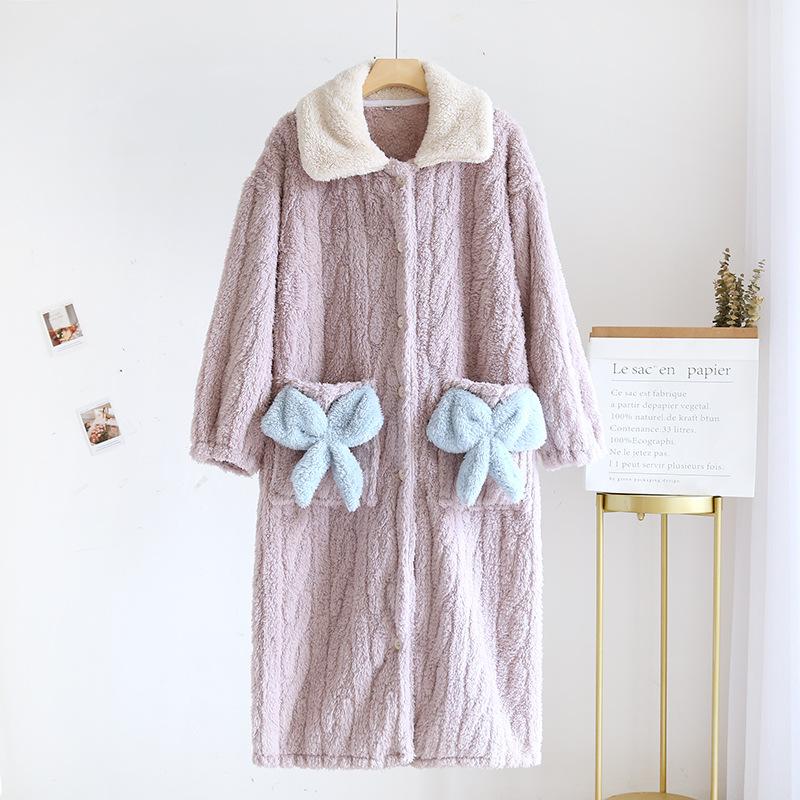 

Новая осенне-зимняя женская длинная юбка, фланелевая ночная рубашка, утолщенная теплая ночная рубашка из кораллового флиса, домашняя юбка, одежда для сна XL фиолетовый