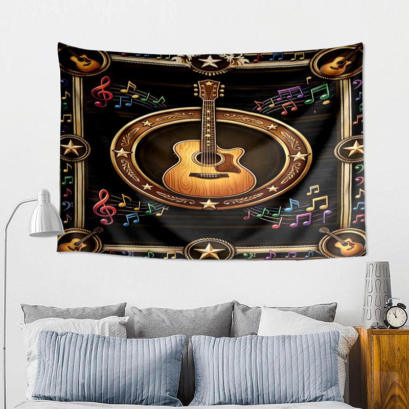 Neon Guitar Melody Tapestry, Unique Design Tapestry, Wall Decor for Bedroom,Livingroom, Playroom,Heartwarming Fan Holiday Gifts