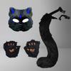 fox ears cos A Halloween set of plush gloves with animal claws, animal ears, and animal tails, along with a face mask and tail for women