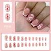 24Pcs Square Fake Nail Press On Nail Artificial Nail False Nail Glues On Nail with Flower Designs French Nail Tips
