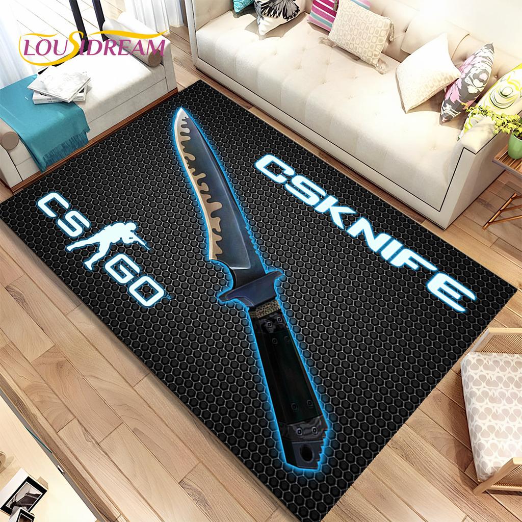 CS,knife,Swiss Knife Sword Games Area Rug,Carpet Rug for Home Living Room Children Bedroom Sofa Doormat Decor,Non-slip Floor Mat