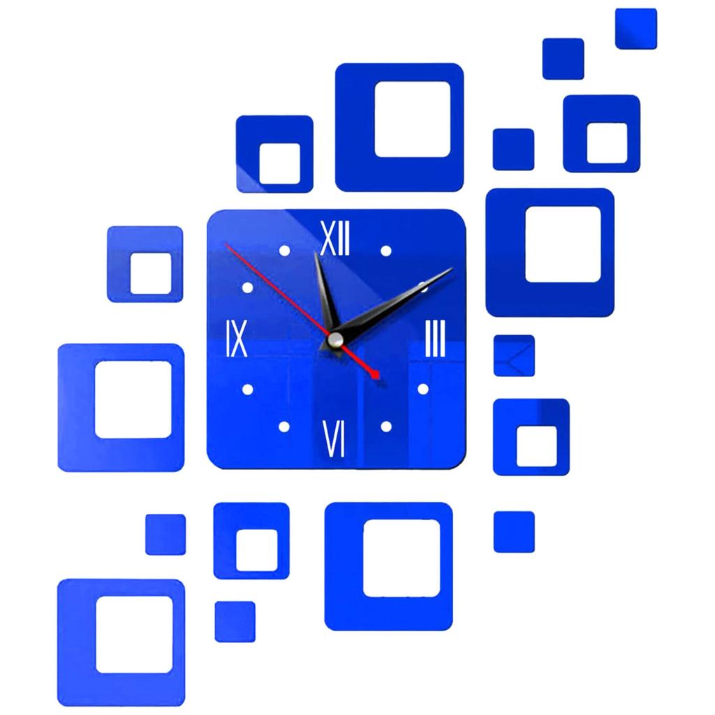 Home Clock Fashionable  Square Combination Clock Wall Decoration Clock Mirror Stickers, Mirror Wall Stickers, Suitable For Living Room, Study, Bedroom