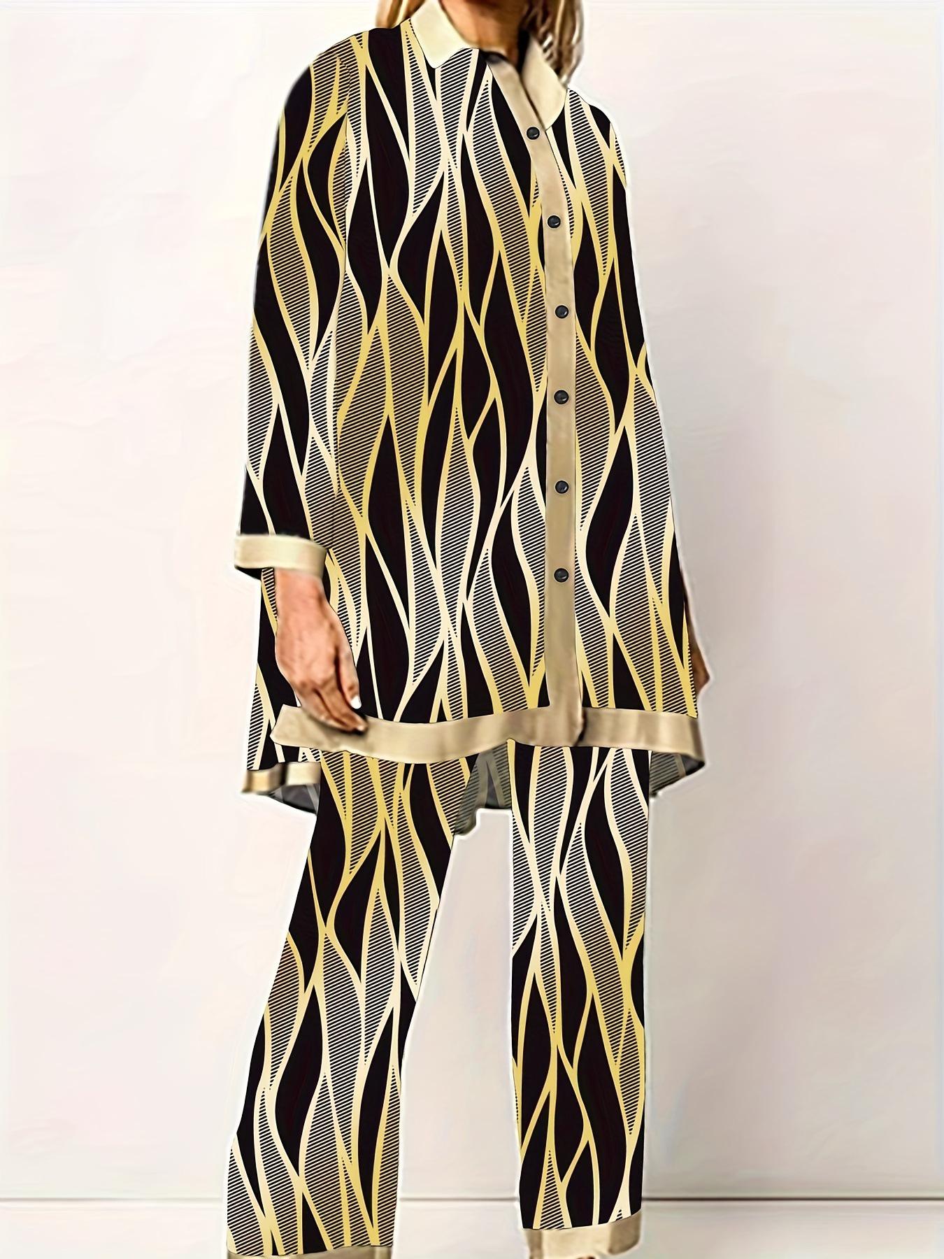 2026 Spring/Summer Women’s Casual Loose Long-Sleeve Digital Print Suit 5XL хаки