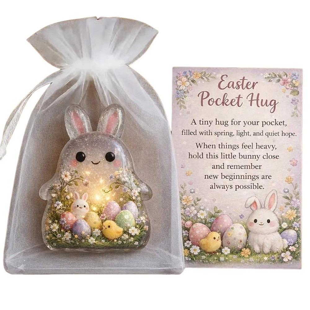 Easy To Carry Handmade Easter Pocket Hug Card Surprise Element Thoughtful Easter Surprise Card Acrylic Plane Rabbit Theme