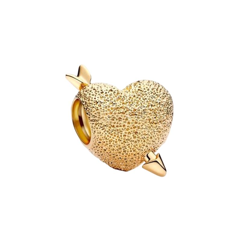 Gold Plated Sparking HeartFlower Charm Beads Pendant Fit Original Copper Bracelet Necklace Beads For Diy Jewelry Women Gift