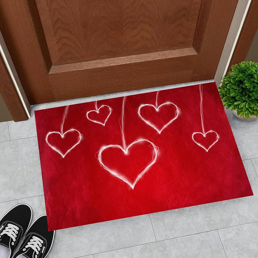 

Heart Letter Print Bath Mat Home Indoor Decor Super Absorbent Kitchen Rugs Non Slip Waterproof Bedroom Entrance Carpets Doormat 40x60cm 16x24 inch
