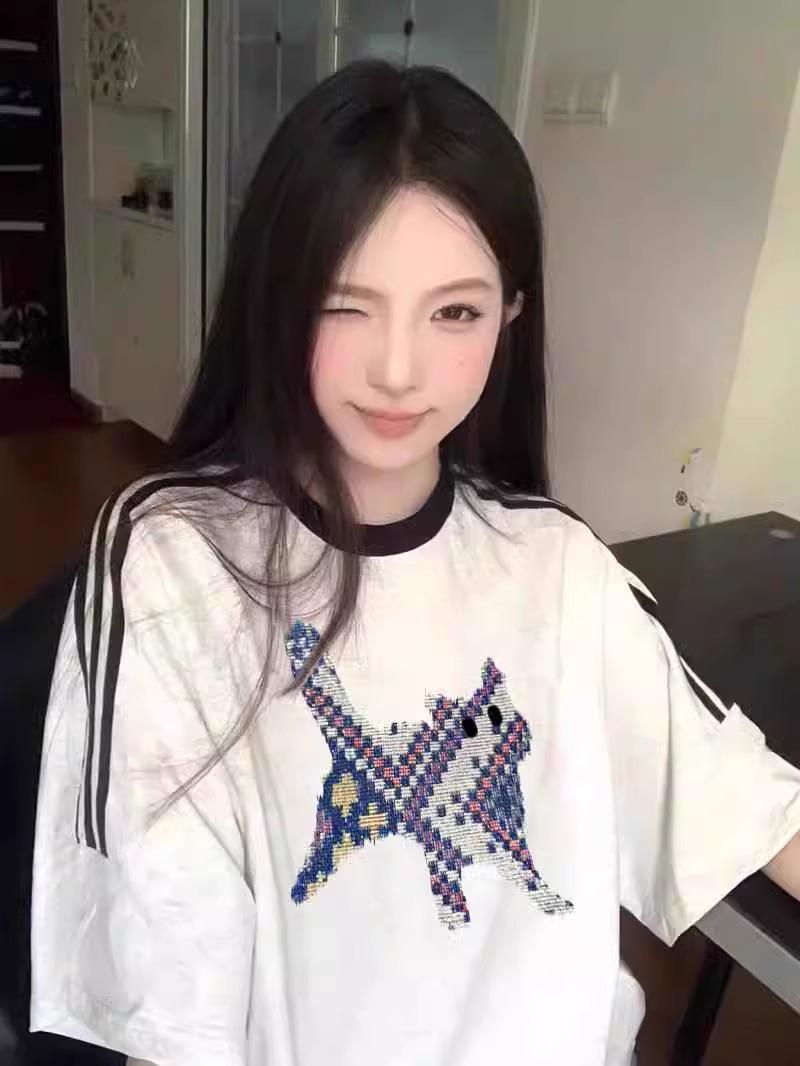 

Женская летняя полосатая футболка свободного кроя из чистого хлопка с рукавом до локтя, 2025 XL