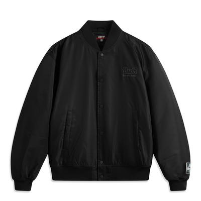 Li Ning Rising Fortune Series Single-Breasted Baseball Collar Letter Long Sleeve Cotton Jacket Men Jackets Black AJMV067-2