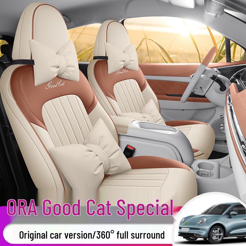 ORA Good Cat GT Universal Leather Car Seat Cover - Cartoon Design, Four Seasons, Full Surround