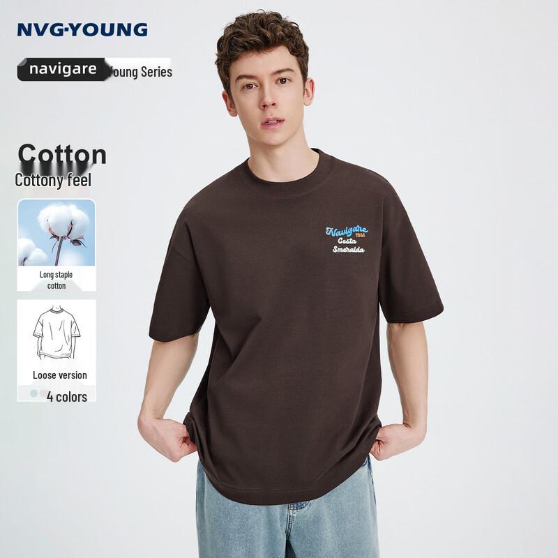 NVG·YOUNG Men s Sailboat Embroidered Antibacterial Round Neck T-Shirt 2XL