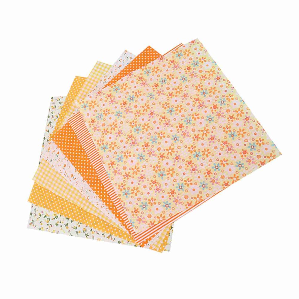 7Pcs Pure Cotton Material Fabric Bundle Plain Weave Texture Patchwork Cloth Ornament DIY