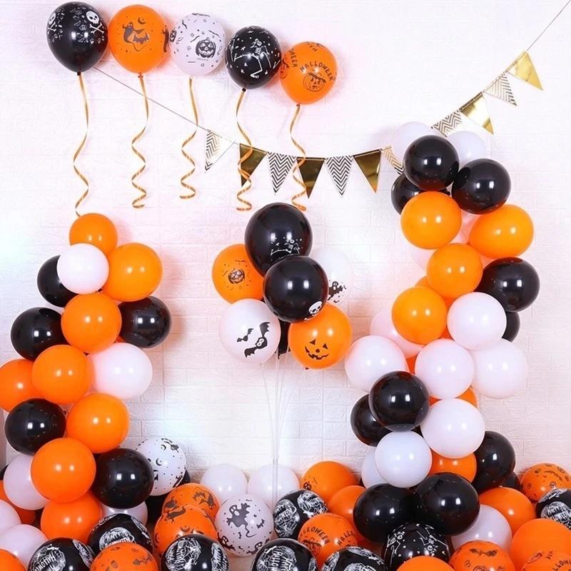50pcs Halloween Latex Balloons Inflatable Ghost Pumpkin Foil Balloon Kids Toys Halloween Party Baby Shower Decoration Supplies