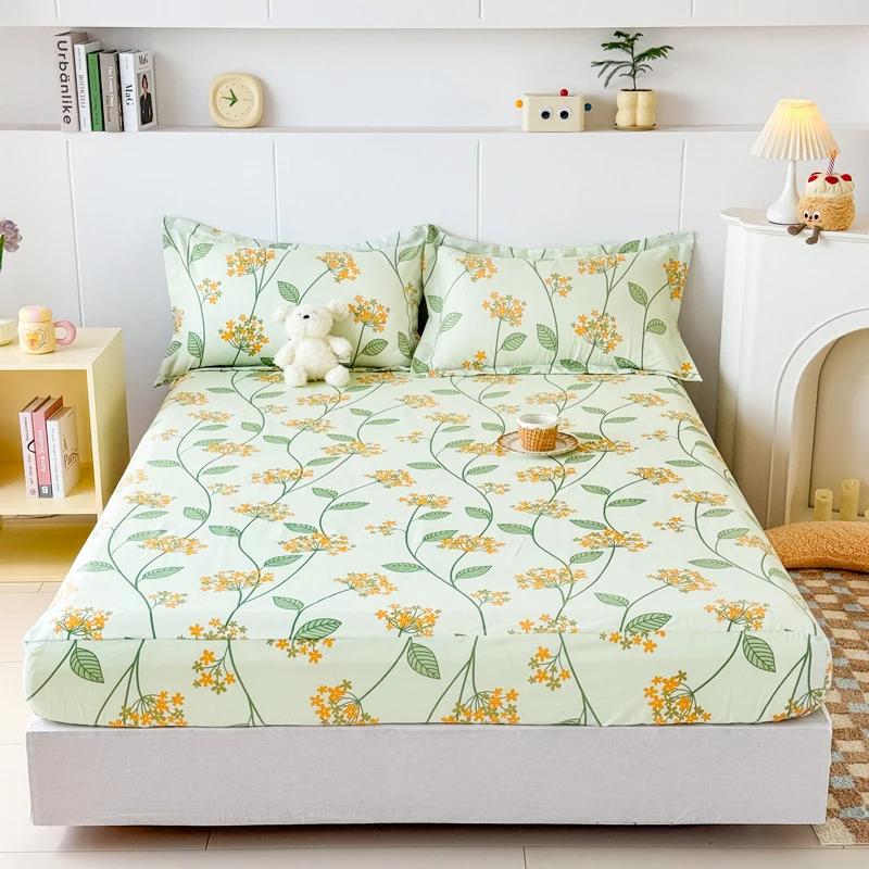 High Quality Printed Fitted Sheet Single Double Queen Size Mattress Cover With Elastic Band Bedsheet Soft Comfortable Fitsheet