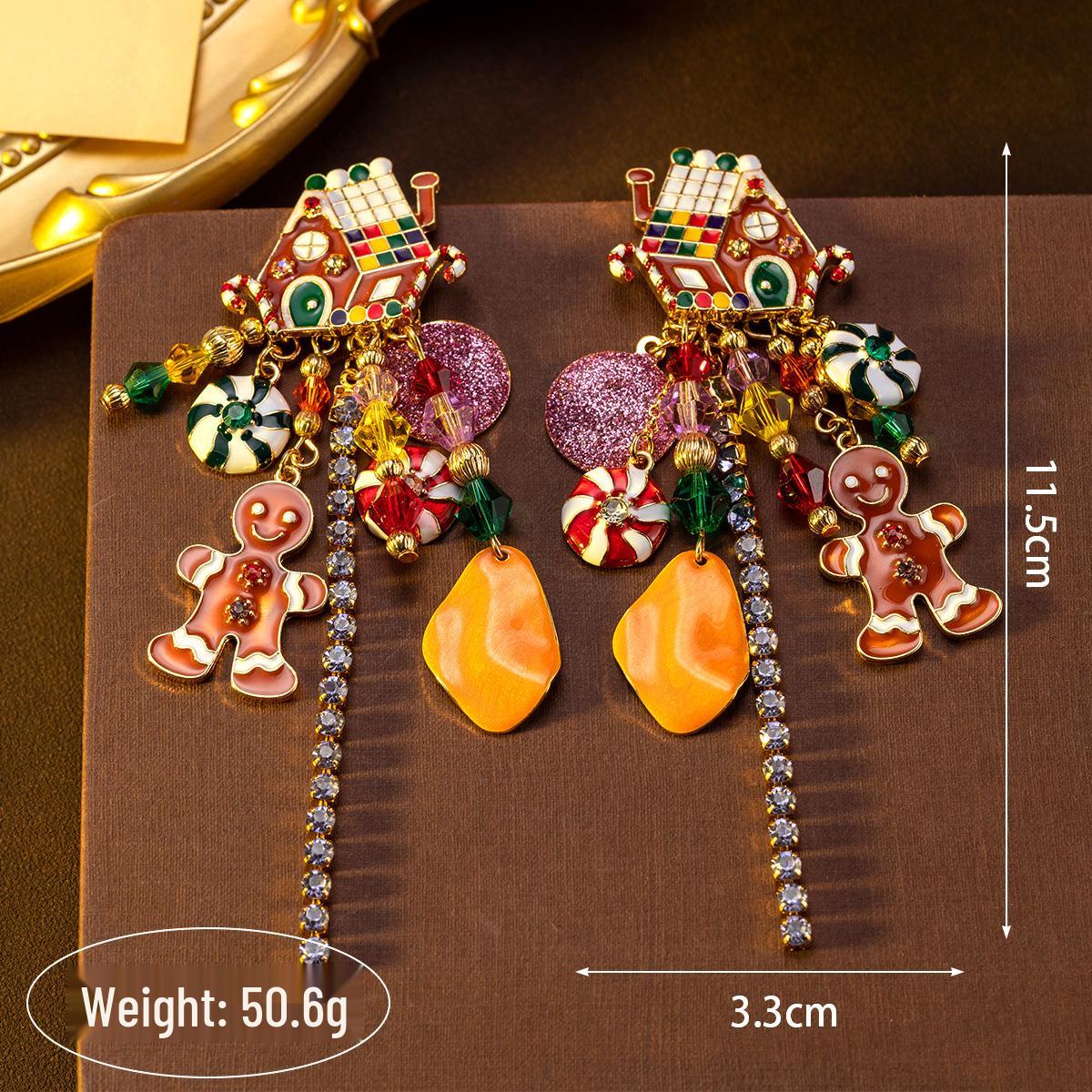 

Vintage Dreamy Gingerbread Man Pendant Earrings with Enamel Glaze for Christmas