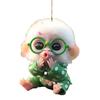 Car Pendant Cartoon Pouting Monkey Charm Acrylic Pendant Lightweight 2D Backpack Auto Accessory Car Decoration