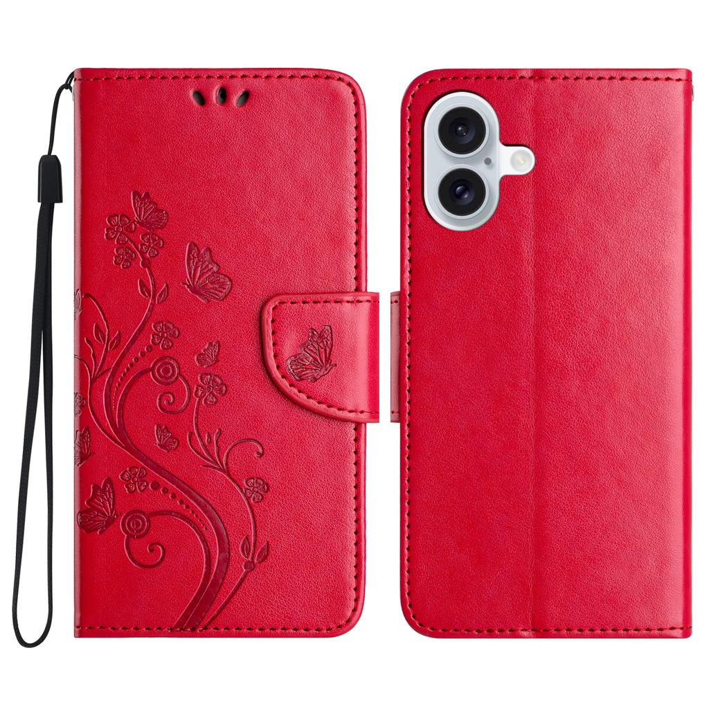 For iPhone 17 Case Imprinted Mini Butterfly Leather Wallet Phone Cover