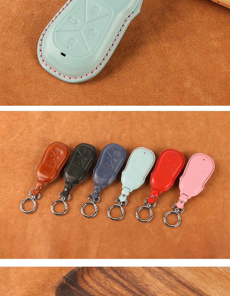 Genuine Leather Car Key Case for Xpeng P7, G3i, P5 - Handmade Cowhide High-End Retro Keychain Cover