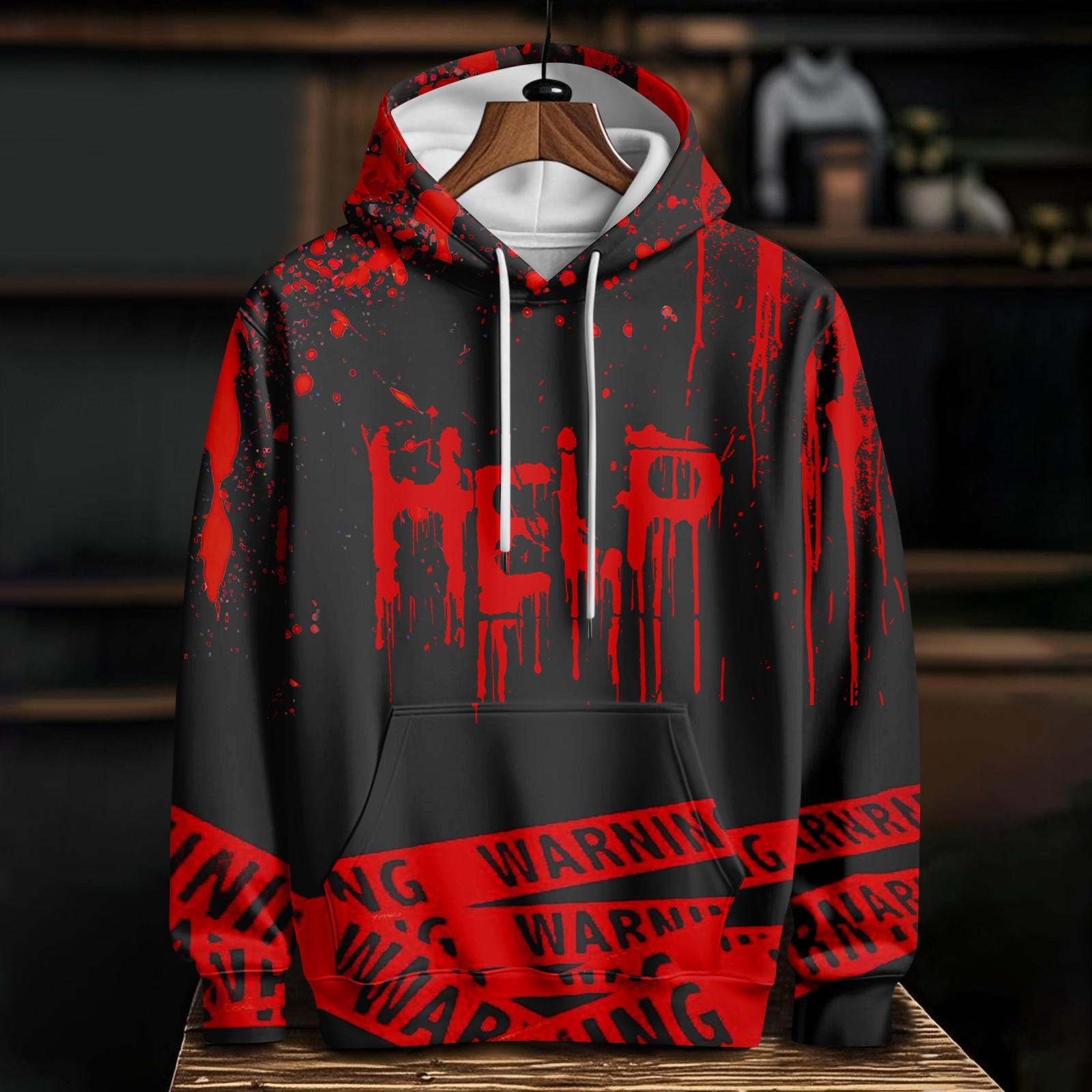 

Women s Casual Fashion Halloween Printed Long Sleeve Pullover Hooded Sweatshirt L чорний