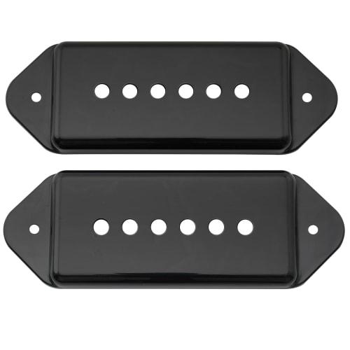 Musiclily Pro 49.2mm P90 Dog-Ear Neck Position Short/Low Neck Pickup Covers for USA Gibson and Vintage-Style Epiphone, Black (Set of 2)
