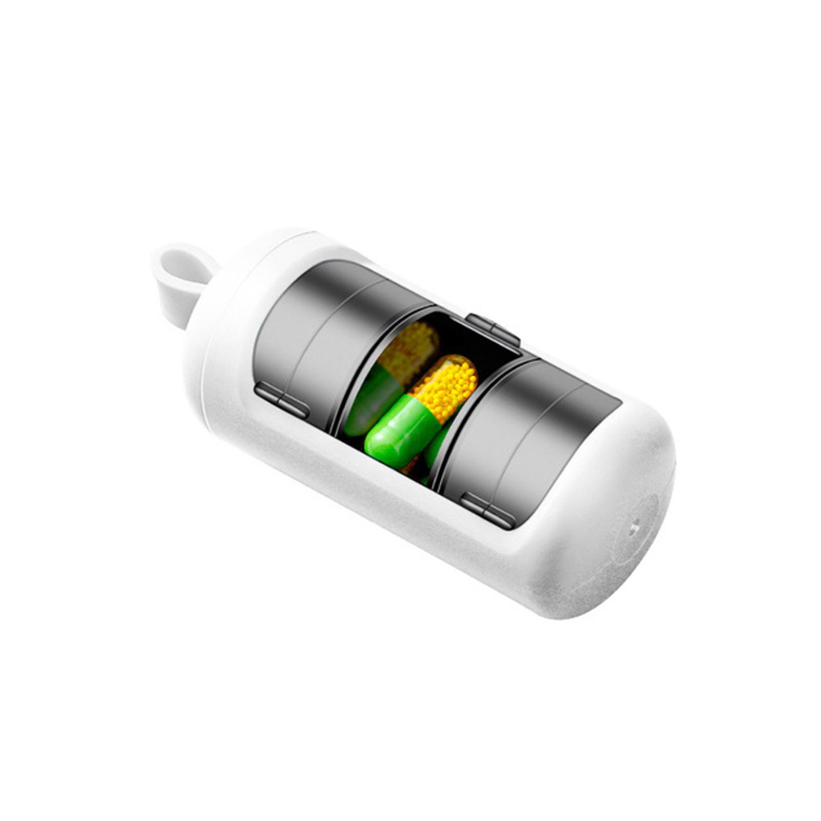 

Портативная таблетница с 3 отделениями, коробка для хранения таблеток, большая вместимость, мини-дорожная, для лекарств, компактная, герметичная коробка белый