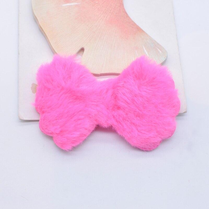 12Pcs 80*45mm Padded Plush Furry Bow Tie Flatback Scrapbooking Ornamnet Patches Accessories DIY Crafts Supplies