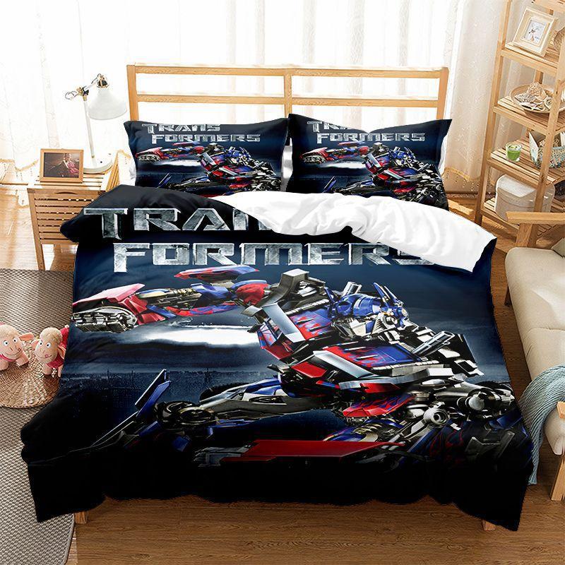 Transformers Printed Quilt Cover Pillowcase 3D Digital Printing Three-Piece Set