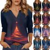 Жіночий повсякденний модний сексуальний зручний топ з V-подібним вирізом та рукавом три чверті на Різдво