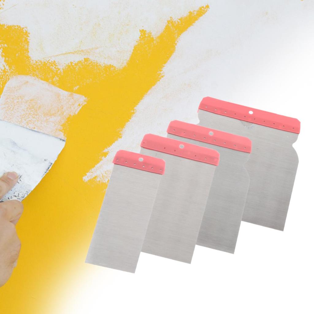 4 Pcs Scraper Putty Knife Blade Painting Tools Repair Spreading Scraping Hand Plastering for Wallpaper Decals Drywall Finishing