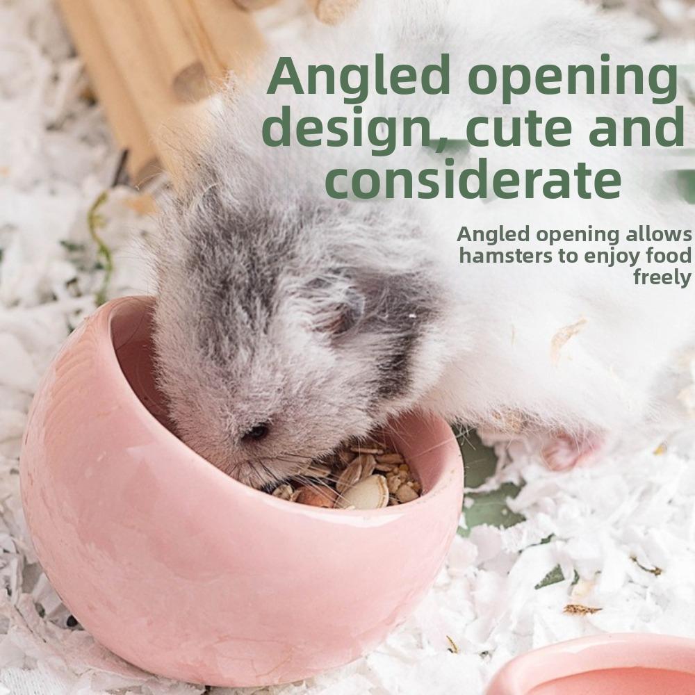 Cute Ceramic Hamster Food Bowl Anti-Rollover Slanted-edged Pet Feeding Bowl Non-Slip Anti-Spill Water Food Bowl Cage Accessory