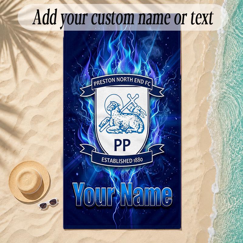 Beach TowelPreston North End Custom Name Text Personalized Soft Towel for Beach Pool Indoor Home Decor Gift