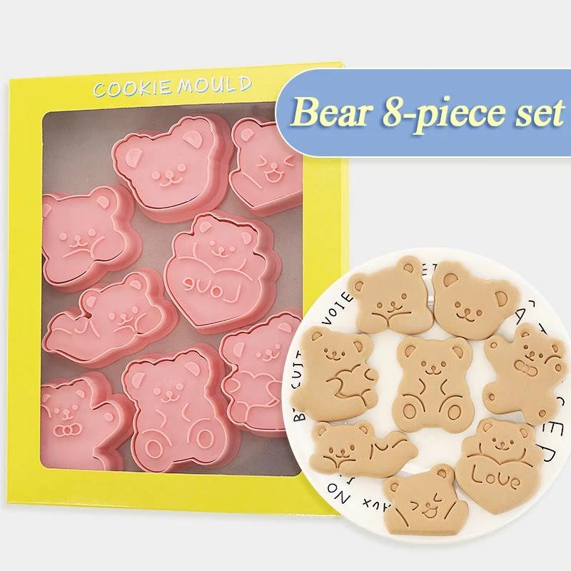8Pcs Easter Plastic Cookie Cutter Rabbit Egg Biscuit Mold 3D Cartoon Bunny Mould Cake Baking Tools Easter Party Decorations 2024