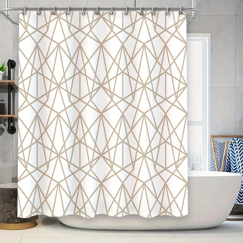 

Modern Geometric Shower Curtain White Bath Decorative Waterproof Washable Fabric for Bathtub Doors Home Bathroom 3D Printed Poly 90x180cm