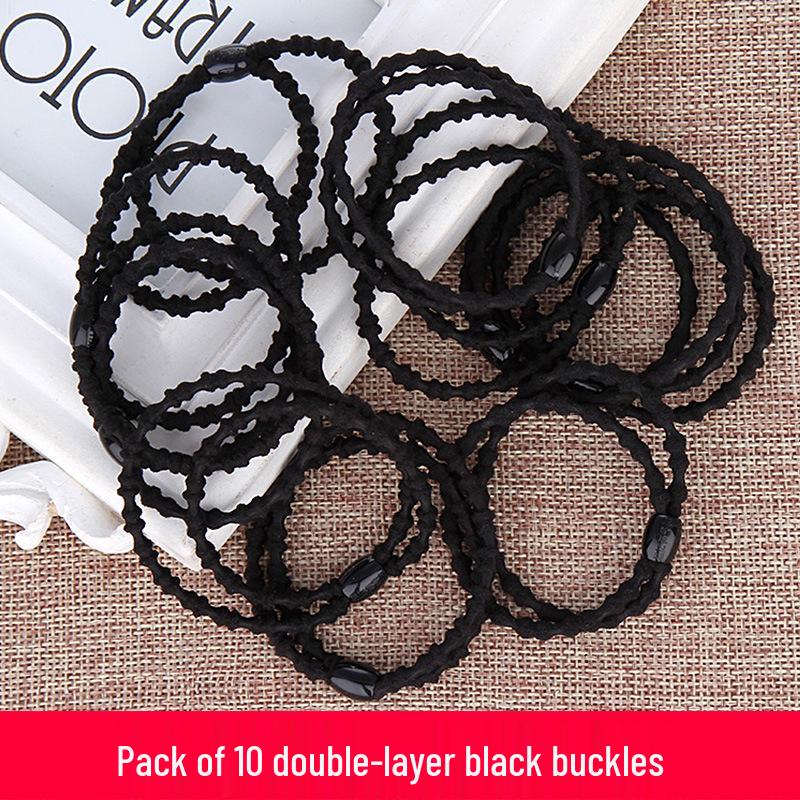 Women's Black Elastic Hair Tie - Korean Style Leather Headband