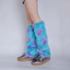 Women Harajuku Winter Warm Plush Leg Warmers Novelty Monsters Colorblock Furry Boots Cover Cosplay Leg Sleeve Long Socks