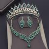 Wunderschöne Kristall Hochzeitskleid Krone Braut Halskette Sets für Frauen Brautschmuck Set Ohrringe Party Tiaras Schmucksets