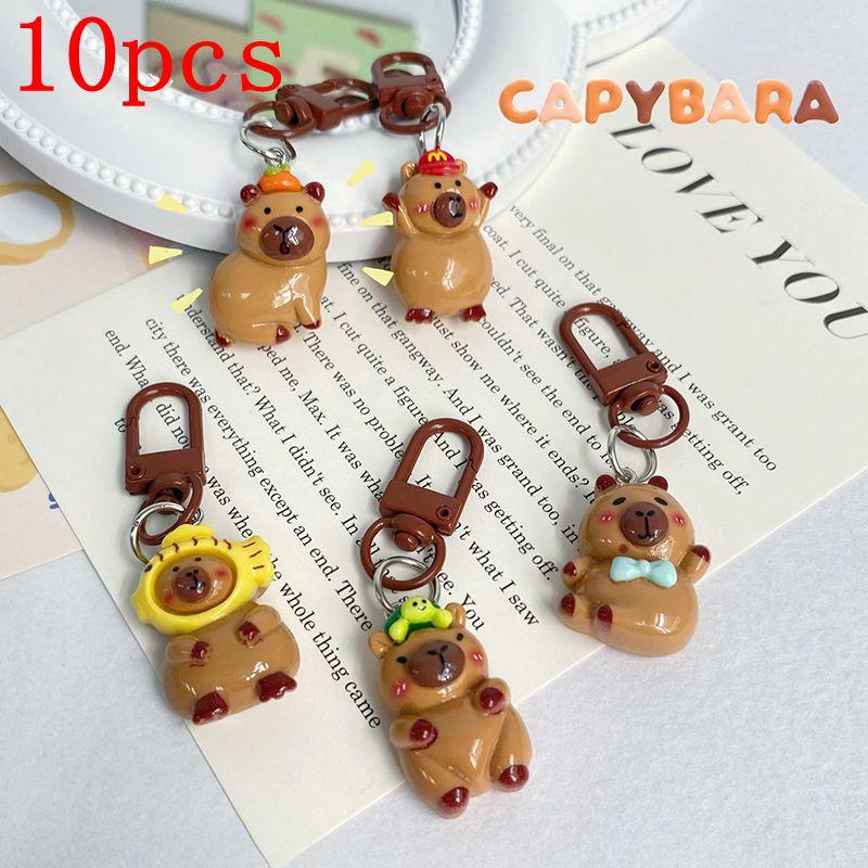1-50pcs Kawaii Mini Capybara Keychains Cartoon Capybara Bright Bag Phone Keychains Cute Car Pendant Decoration Gift Keyring
