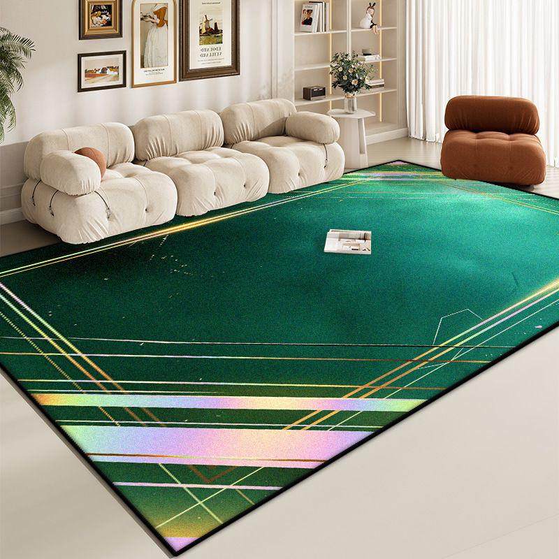 Luxury Green Large Living Room Rug Golden Border Antiskid Room Decoration Home Mats Soft Fluffy Lounge Carpet Machine Washable