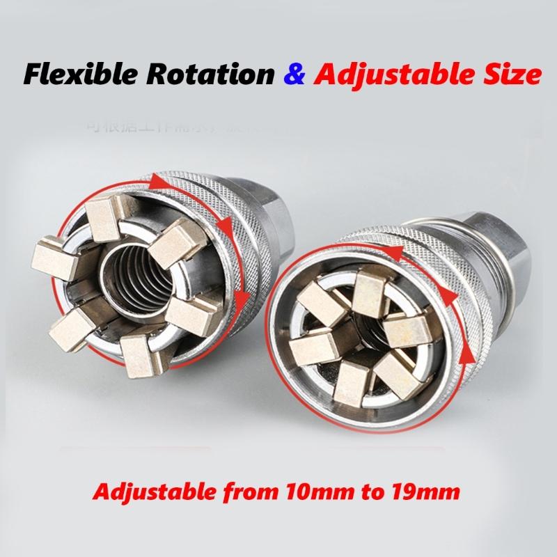 652F Heavy Duty 72 Tooth Ratcheting Wrench Adjustable Socket Spanner 10-19mm Ranging 3/8" Drive Workshop Tool for Mechanics