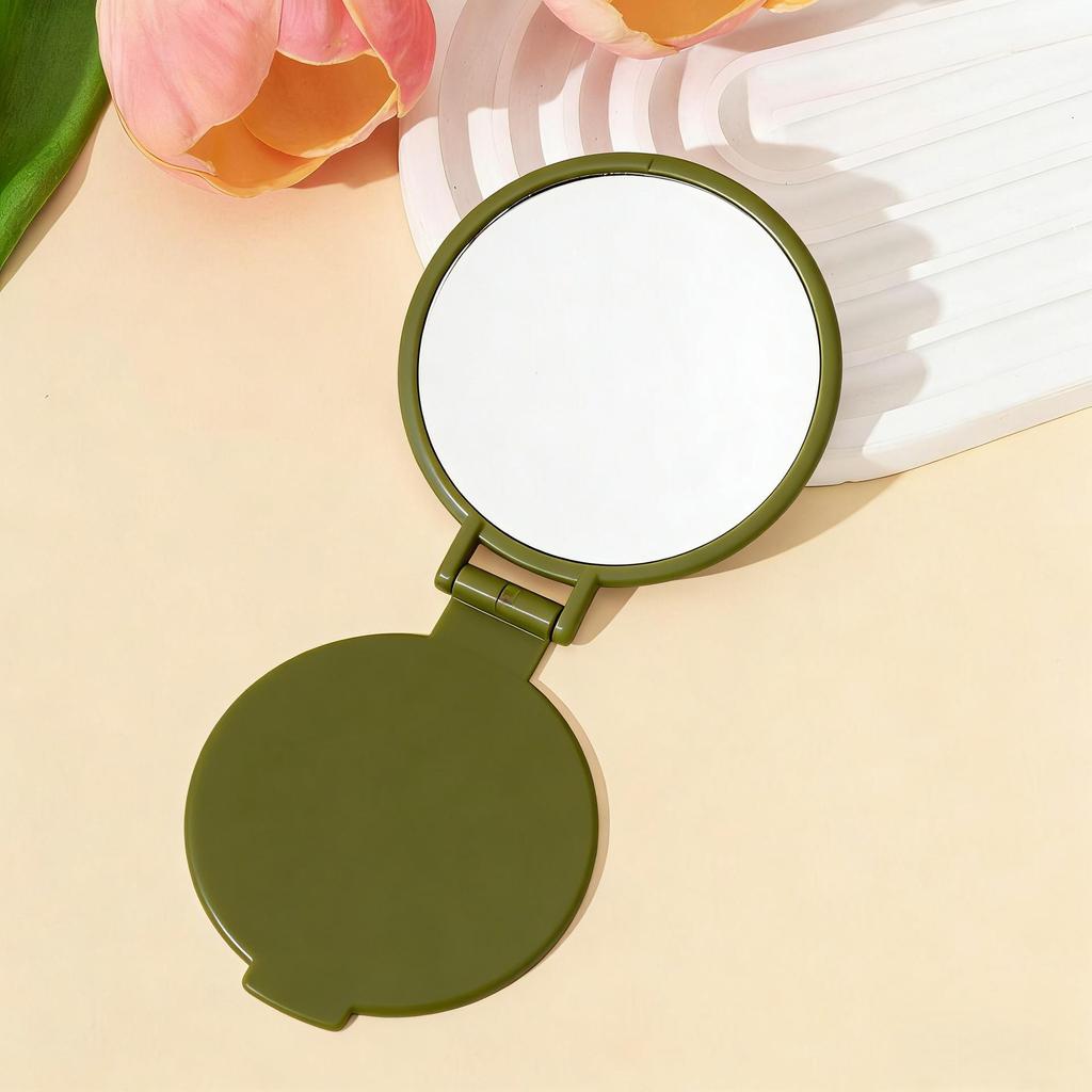 Compact Single-Sided Folding Round Makeup Mirror - Portable Gift Mirror