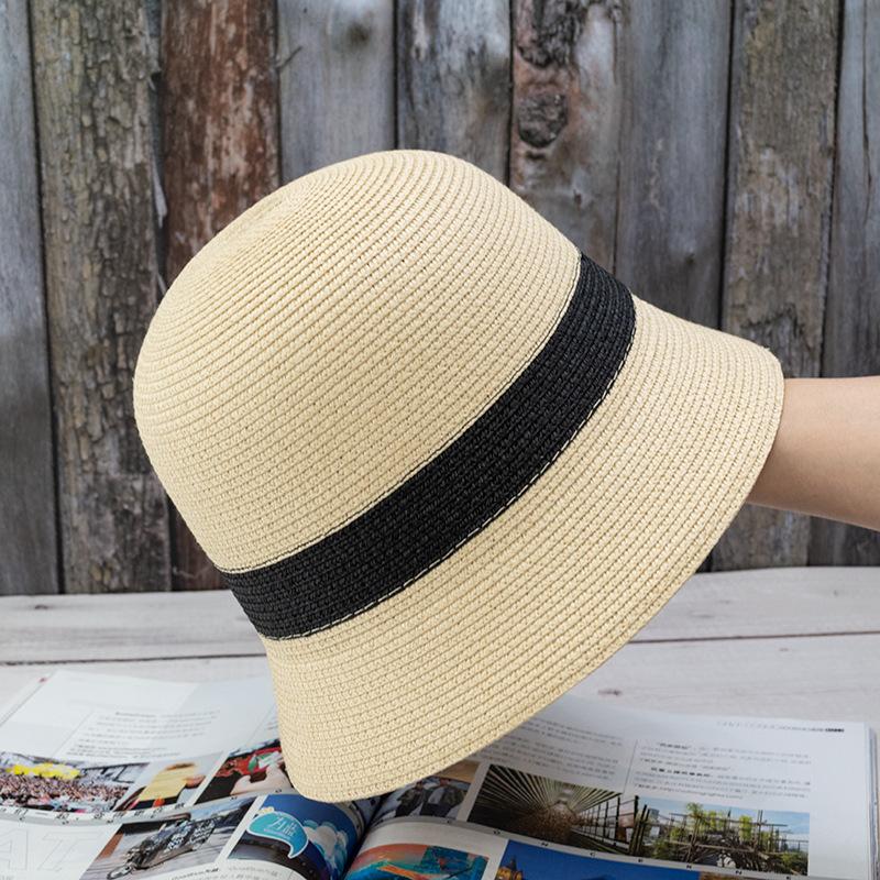 

Summer Fashion Women Straw Hat Lady Summer Sun Hat Visor Cap Panama Style Bucket Cap Strawhat Beach Hat Outdoor Girl Cap One Size бежевий