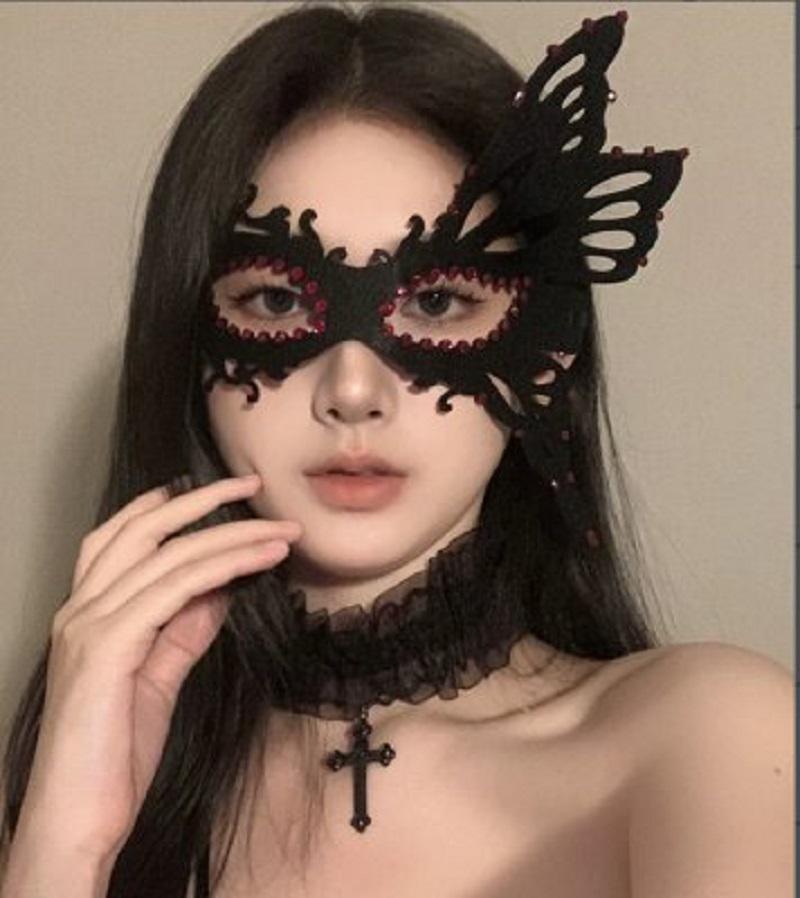 Geheimnisvolle Halbgesichts-Maskerade-Augenmaske für Halloween-Kostümparty