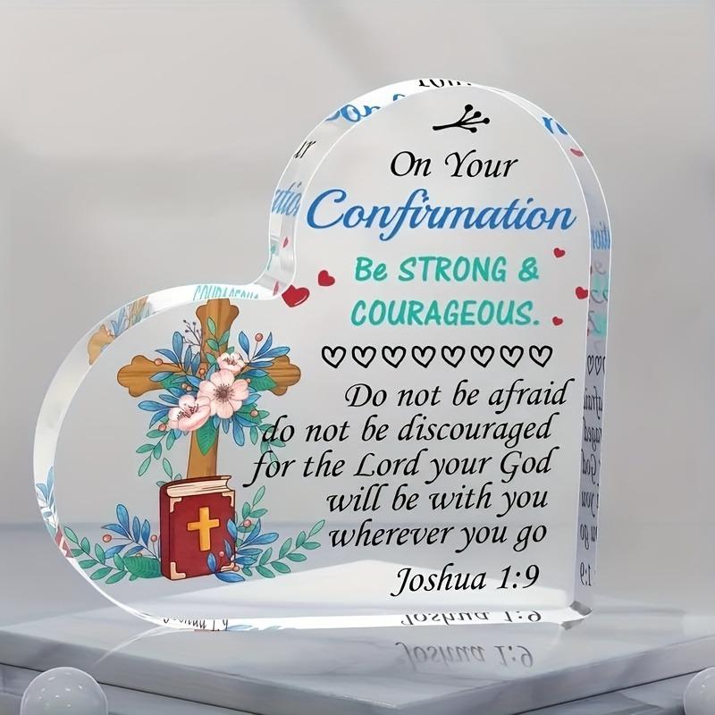 2D Flat Religious Acrylic Keepsake Desktop Decoration Plaque, Be Strong & Courageous Design, Suitable for wall decoration, porch, room, villa, accen 10*10CM