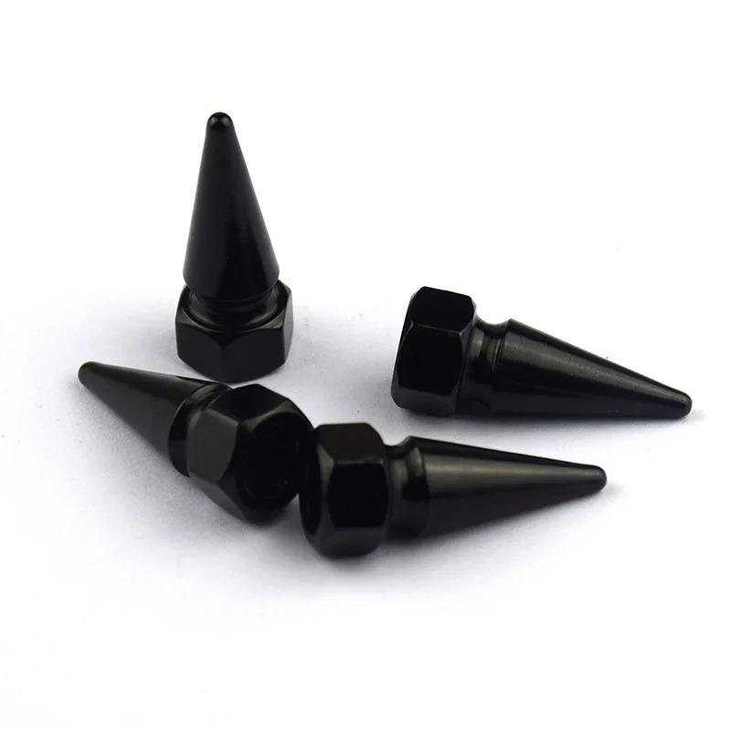 4PCS Car Styling Accessories Alloy Aluminum Tire Valve Caps For Car Bike Motorcycle Valve Stem Covers Wheel Air Protection Cap black-4 PCS