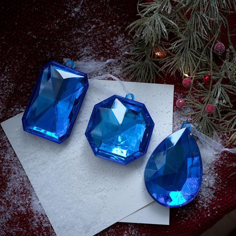 Starry Azure Christmas Tree Ornament Simulated Plastic Gemstone Holiday Xmas Tree Decoration Home Xmas Party Supplies