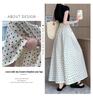 2024 Women's High-Waist Polka Dot Wide-Leg Skirt Pants - Korean Style, Summer, Nine-Point Length