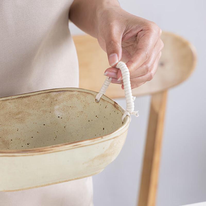 Rustic Ceramic Double-Handle Serving Bowl