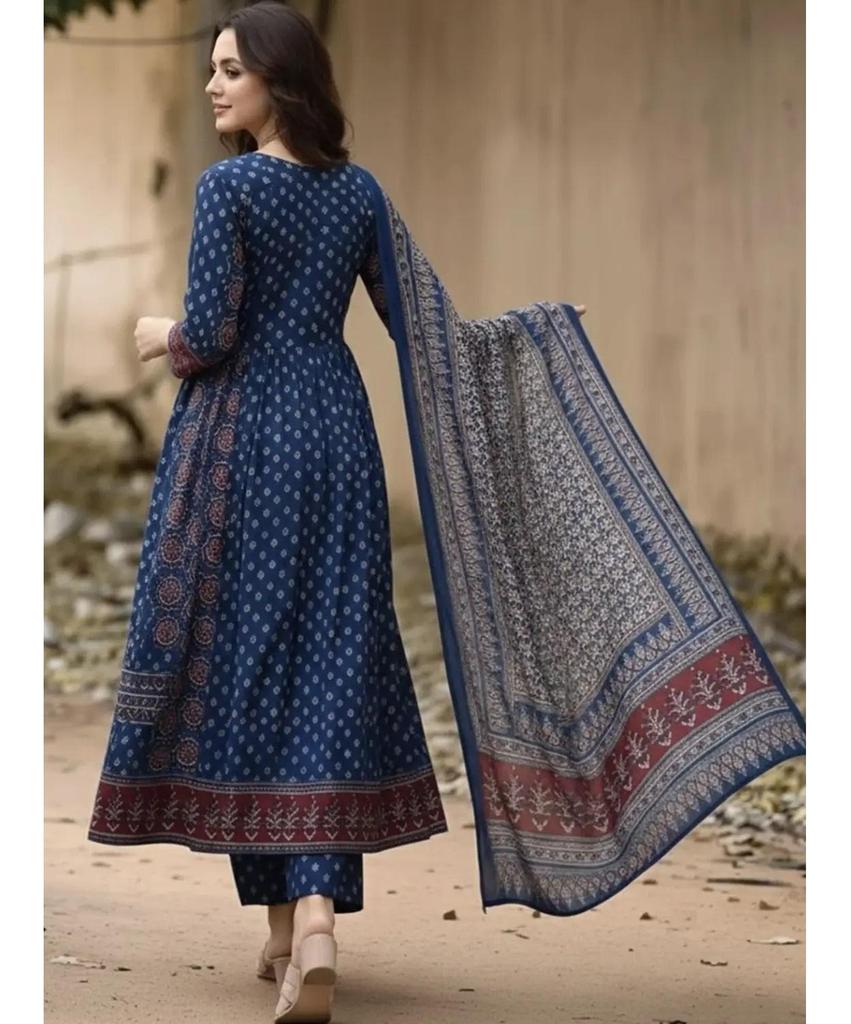 Women Designer Party Wear Viscose Rayon Kurta Palazzo Dupatta Set