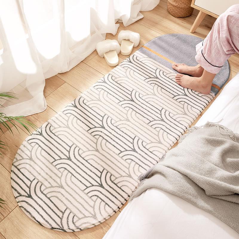 Bedroom Bedside Oval Carpet Modern and Simple Machine Washable Bay Window Balcony Long Strip Short Plush Carpet