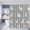 Cute White Cat Pattern Shower Curtain Waterproof Easy To Clean Privacy Protection Print Kawaii Pet Art Design Minimalist 12Hooks
