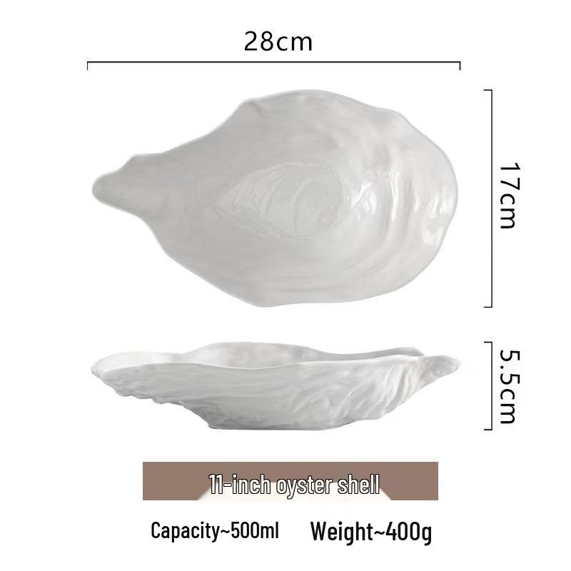 Stylish Thickened Ceramic Oyster Plate - Underglaze Color, High-Temp Resistant Tableware for Restaurants and Hotels